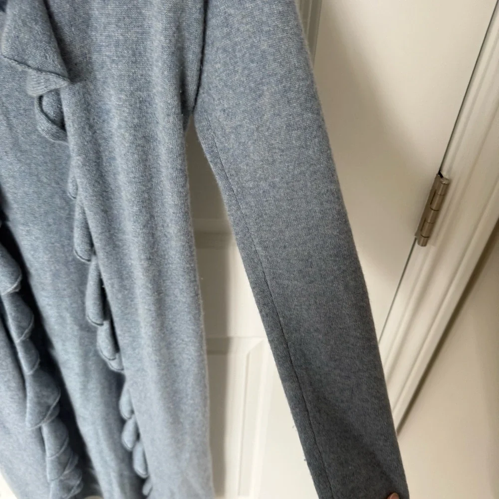 Ralph Lauren Black Label 100% Cashmere Ruffle Duster Long Cardigan Size Large - Picture 2 of 7